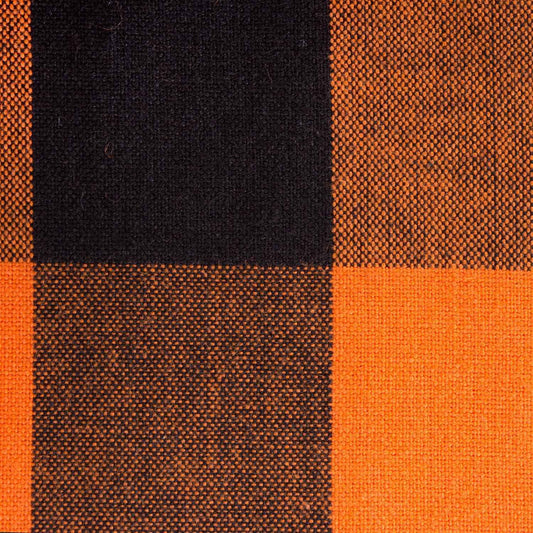DII 100-Percent Cotton, Machine Washable, Dinner, Halloween Tablecloth 70" Round, Orange and Black Buffalo Check, Seats 4 People