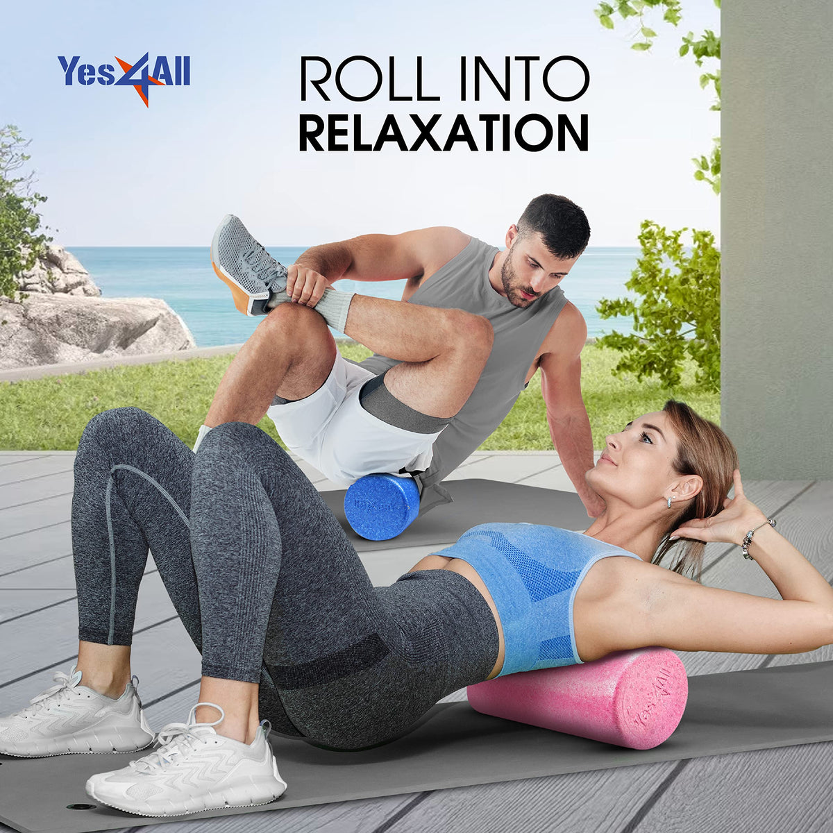 Yes4All High-Density EPP Round Back Roller Foam, Foam Roller for Yoga, Pilates & Stretching - 12, 18, 24, 36 inch š All In One Marketplace Canada