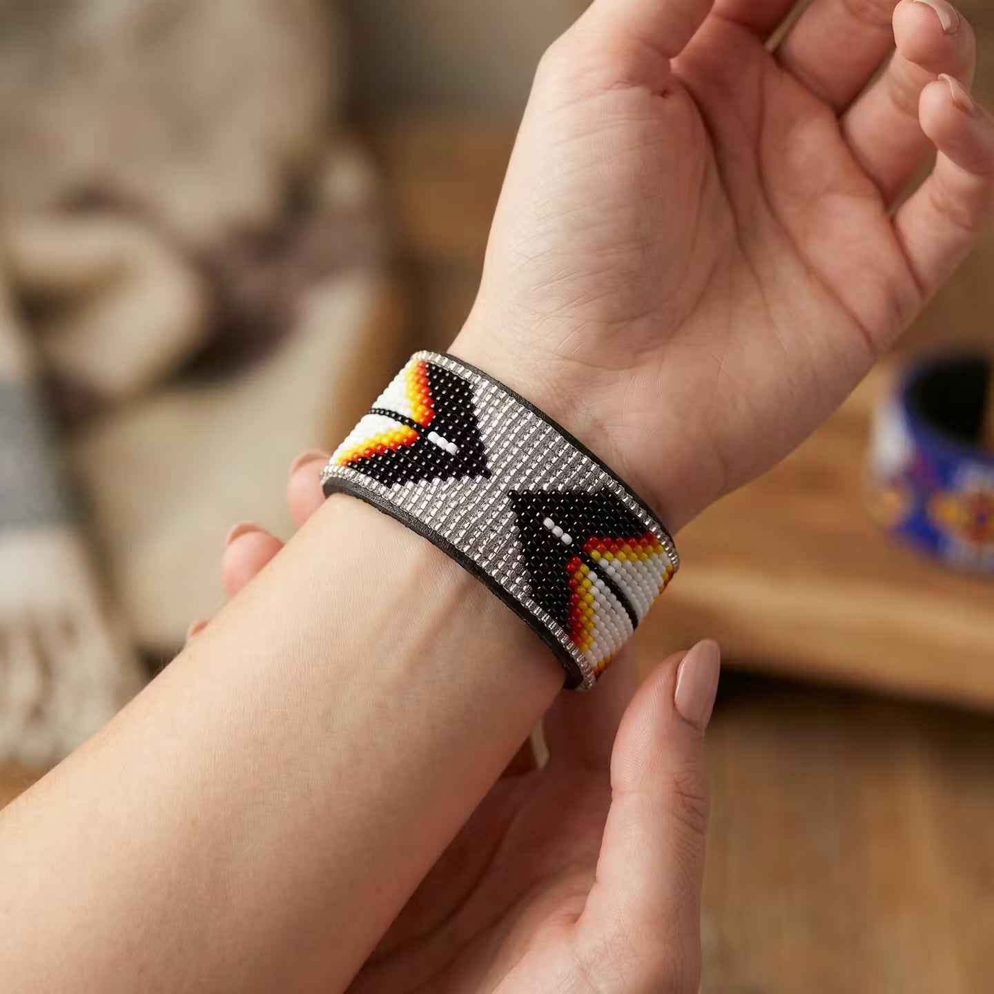 Beaded Cuff Bracelet(Silver)