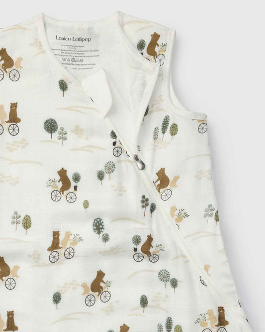 Baby Bamboo Muslin Sleep Sack 0.5 TOG - Bears on Bikes
