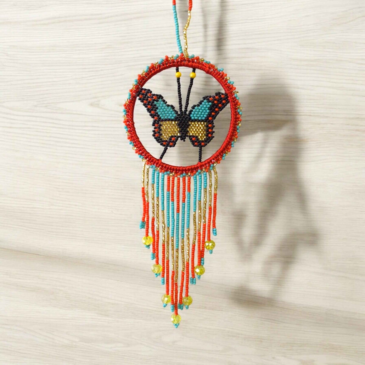 Red and Golden Butterfly Dream Catcher
