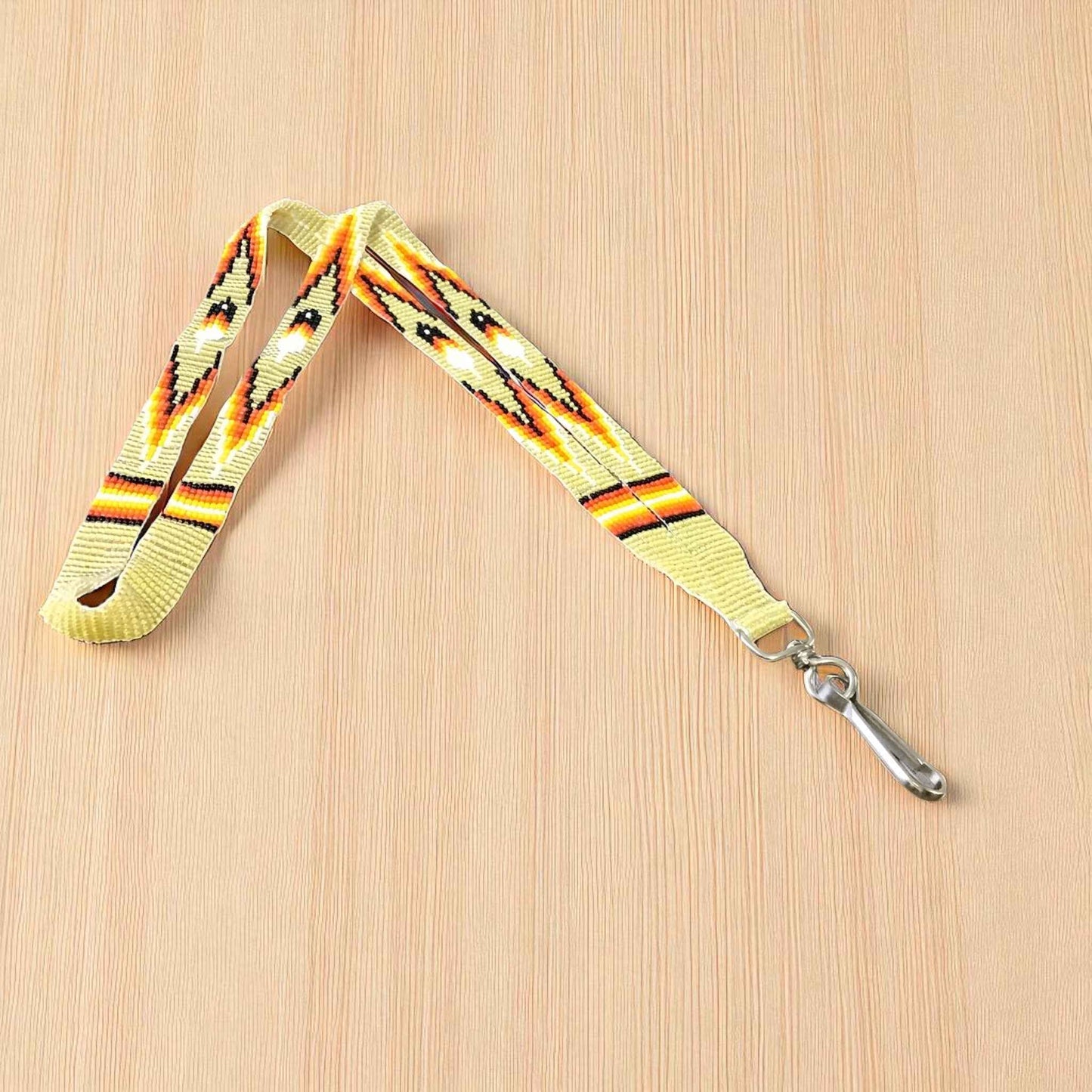 Light Yellow Native Beaded Lanyard