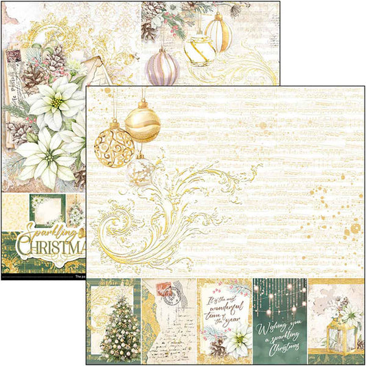 Ciao Bella Sparkling Christmas Paper Pad 8"x8" 12/Pkg
