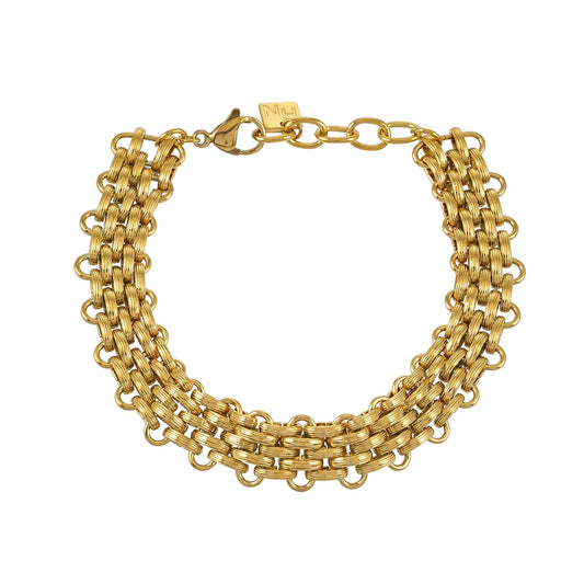 CARPI Gold: Bold Italian Vintage Woven Textured Statement Bracelet