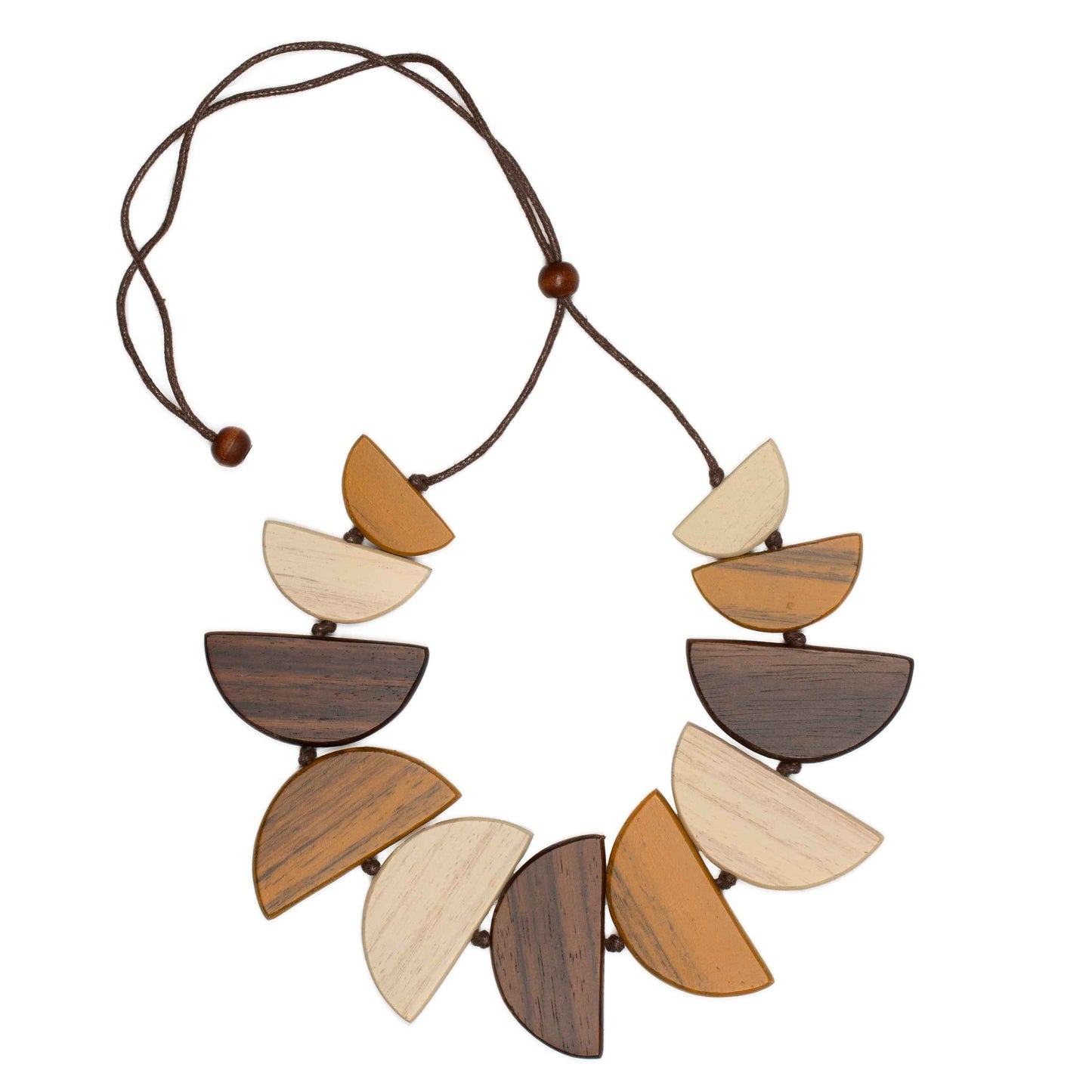 Tinted Wood Half Moon Necklace