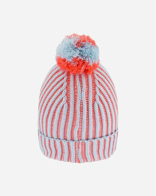 Knit Hat Air Blue And Coral