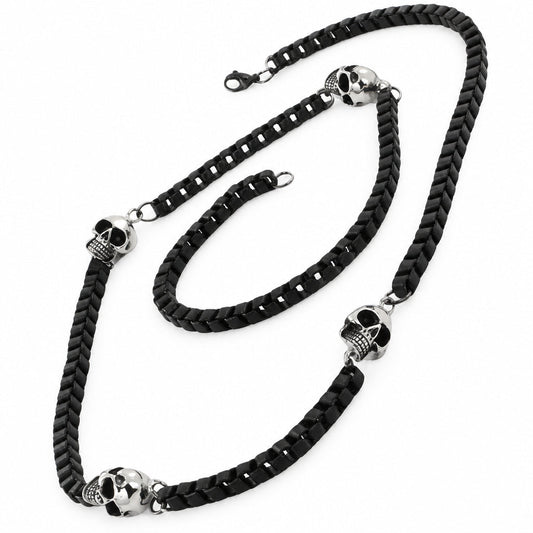 GoSteel Biker Skull Chain Necklace