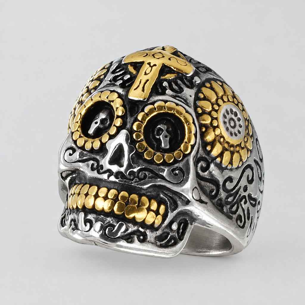 GoSteel Men's Sugar Skull Ring
