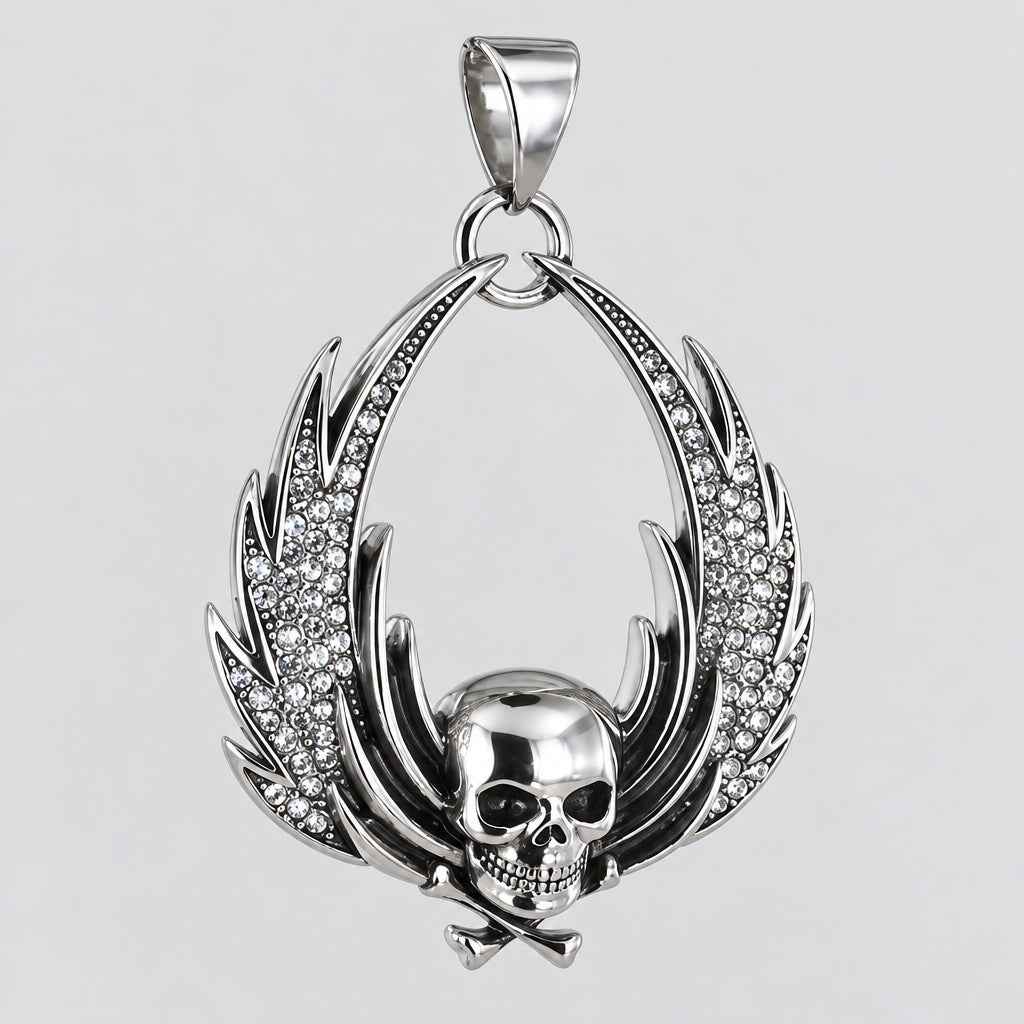 GoSteel Skull & Wings Pendant