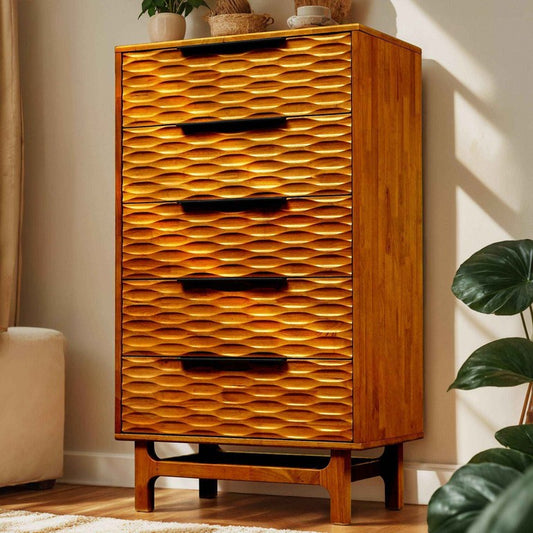 Elara Solid Wood Dresser with 5 Drawers