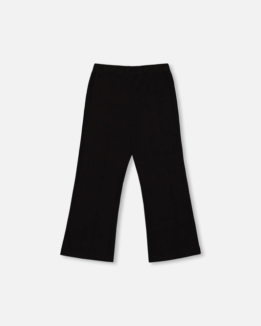 Ribbed Leggings Bootleg With Slit Black