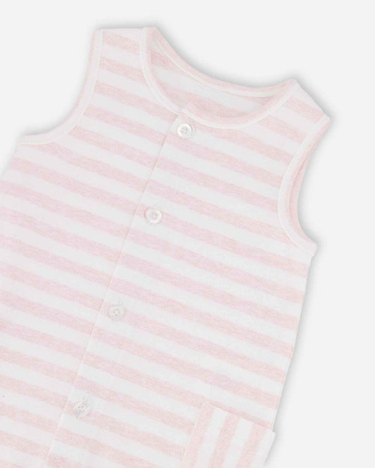 Cotton Striped Romper White And Pink Stripes