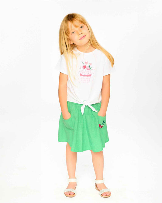 Organic Cotton Skort With Embroidery Green