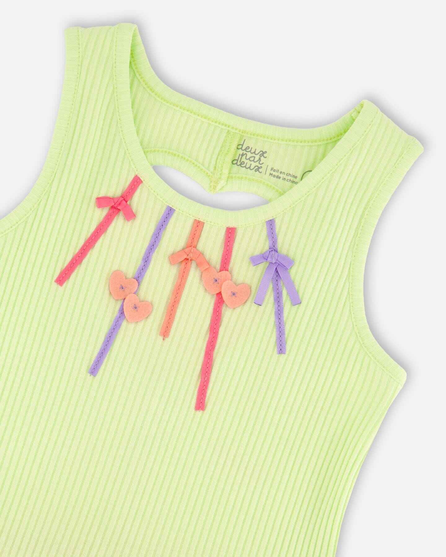 Sleeveless Bi-Material Dress Lime Green