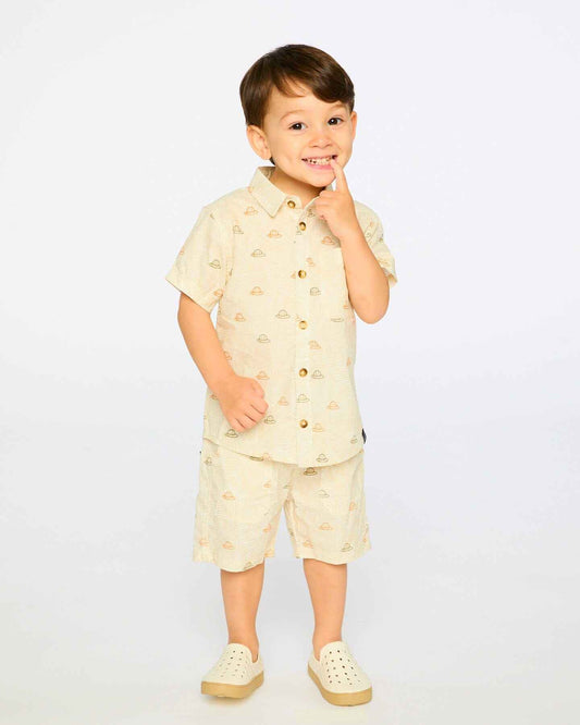 Poplin Shirt Beige Safari Print