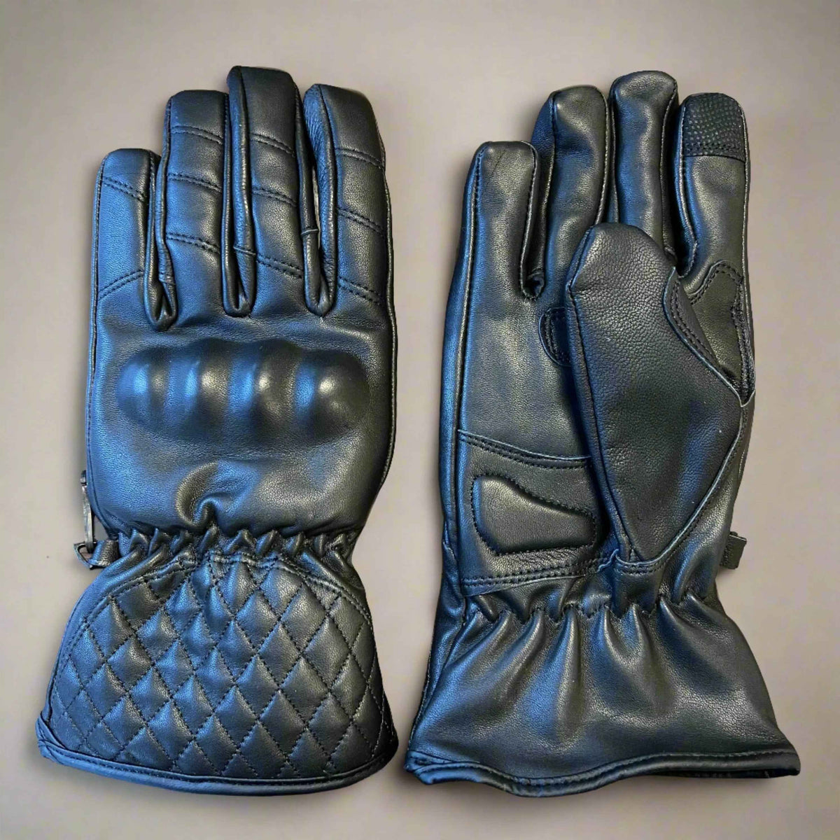Hard Knuckle Leather Motorcycle Gloves