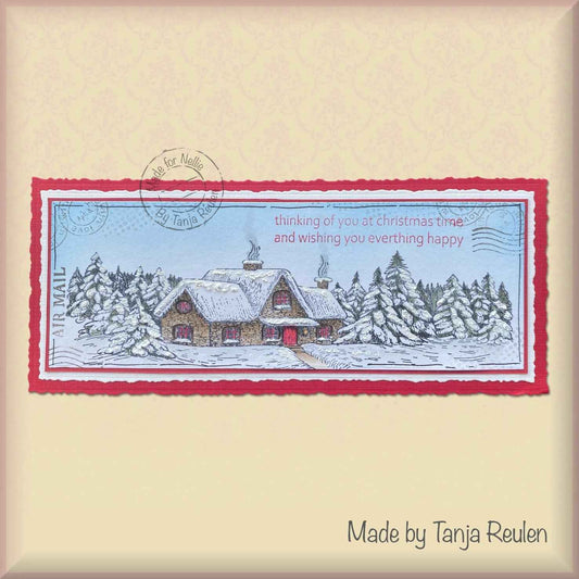 Nellie's Choice Clear Stamp Idyllic Floral Scene Slim Line - Snow Landscape