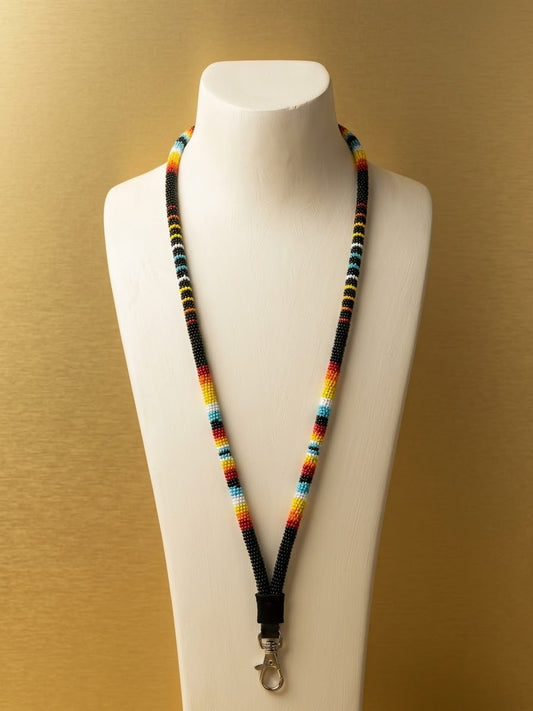 Round Beaded Lanyard(Black)
