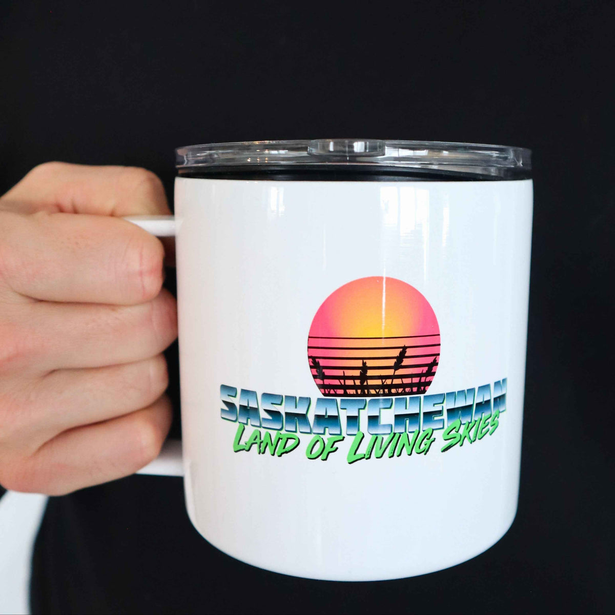 Saskatchewan Retro 80s Stainless Steel 17oz Coffee Mug