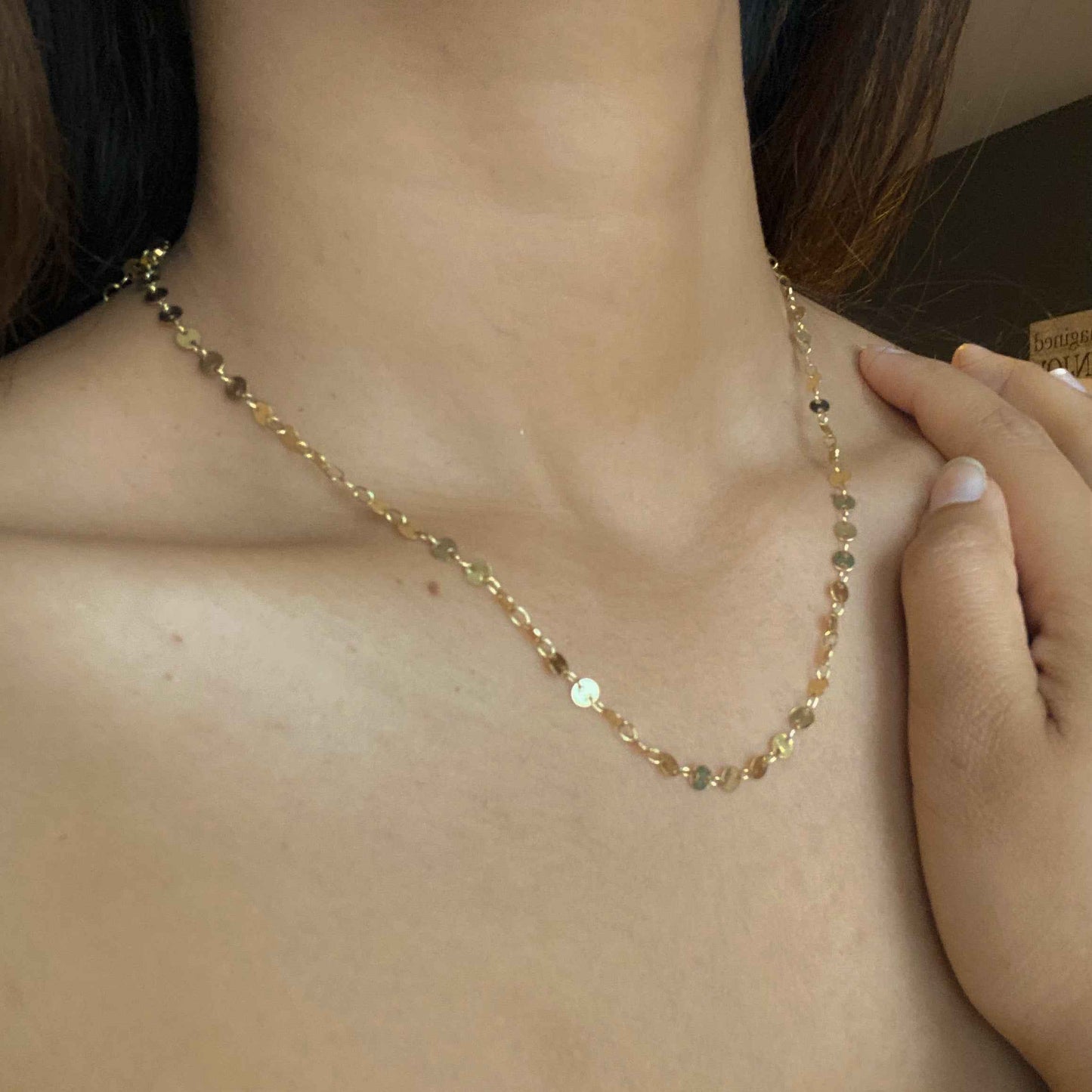 Simple Disc Chain Necklace In Silver Plate