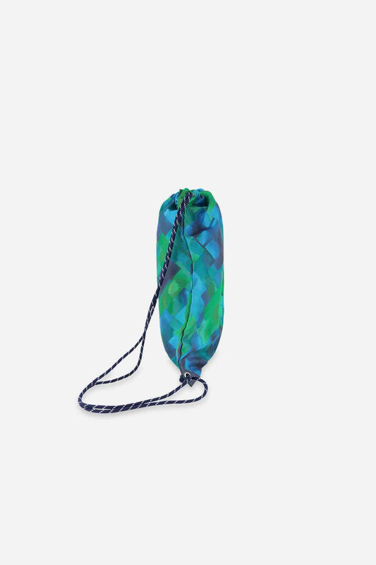 Drawstring Bag Blue Diamond Print