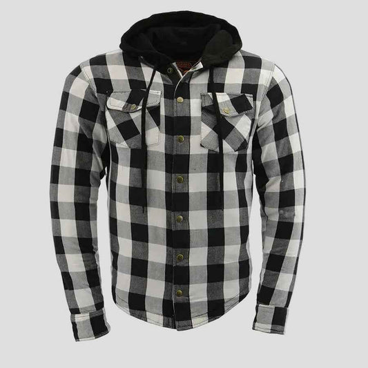 Milwaukee Leather Men's Plaid Flannel Armored Shirt Jacket