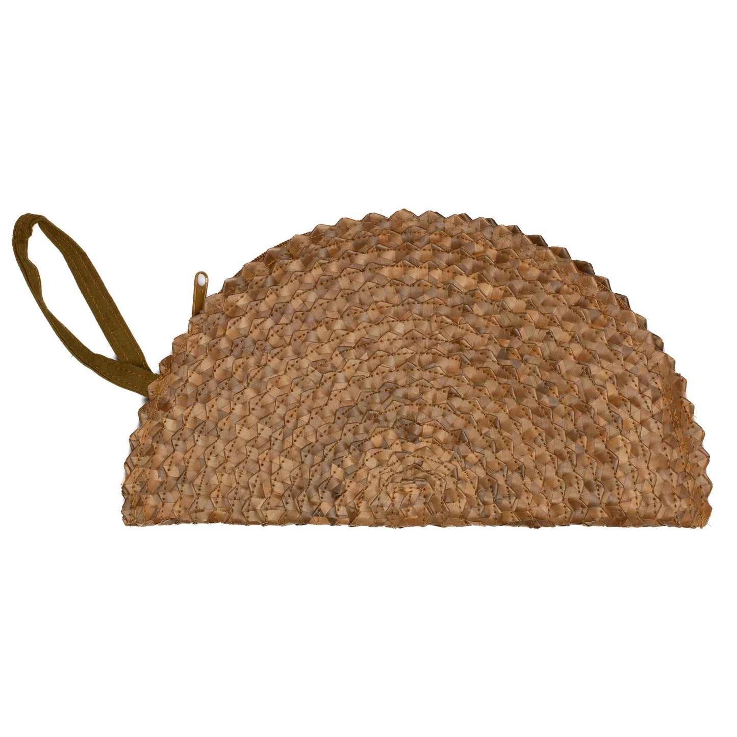 Pandan Leaf Half Moon Clutch Purse - Brown