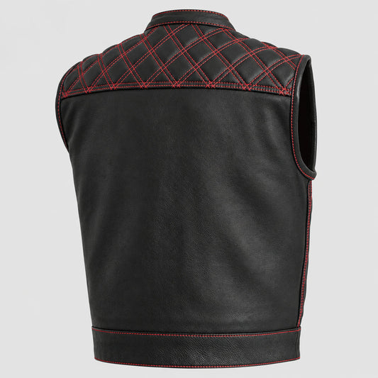 Open Road Men's Upside Leather Vest with Stitched Diamonds