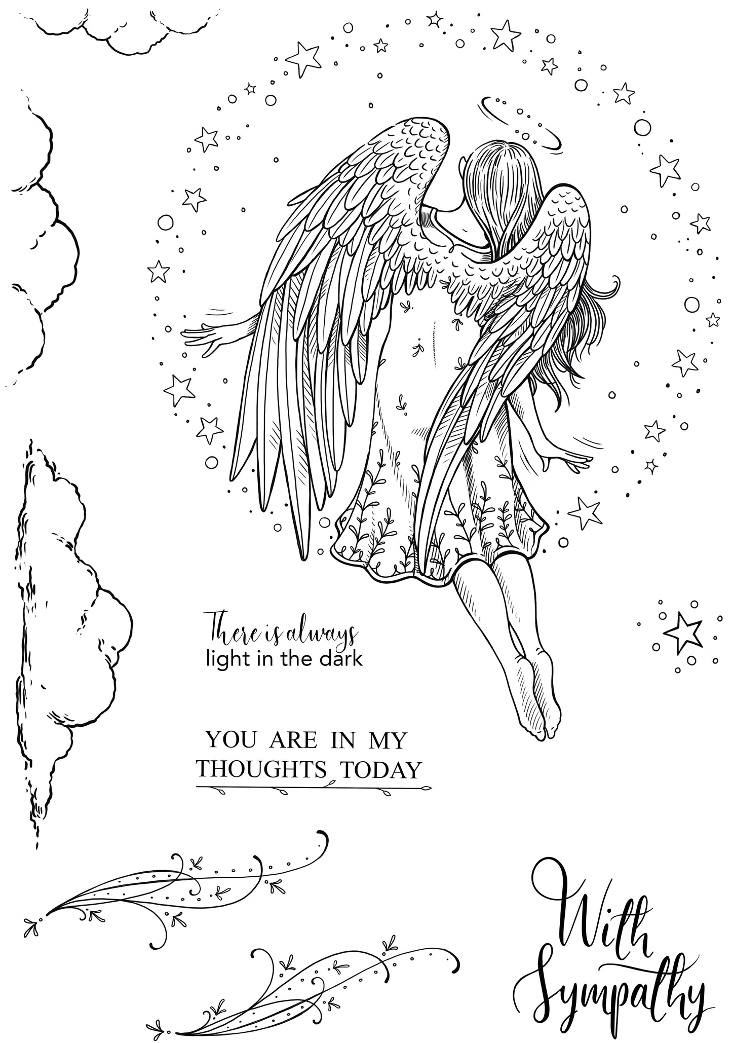 Pink Ink Designs Angelus 6 in x 8 in Clear Stamp Set