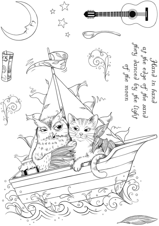 Pink Ink Designs The Owl & The Pussycat 6 in x 8 in Clear Stamp Set
