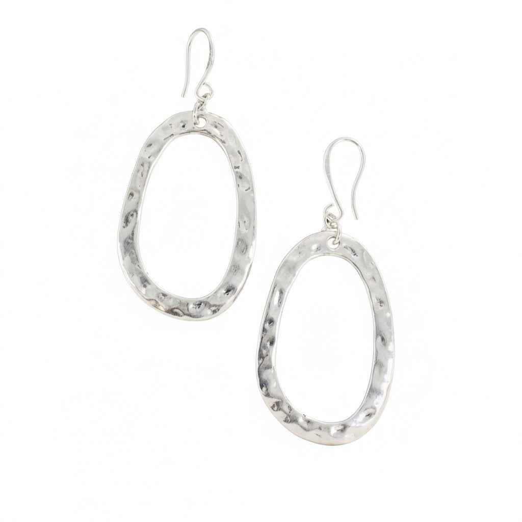 Oval Earrings In Silver Plate