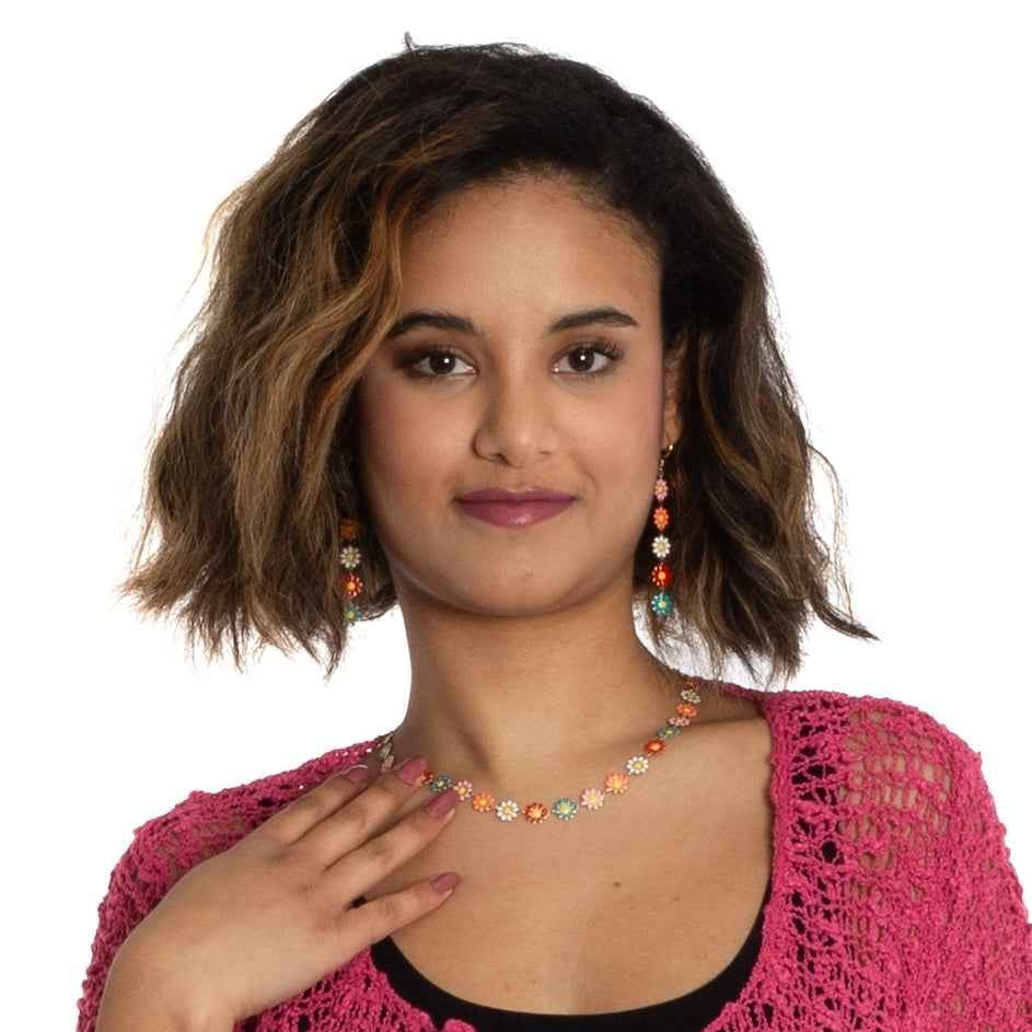 Multi-colour Enamel Flower Necklace