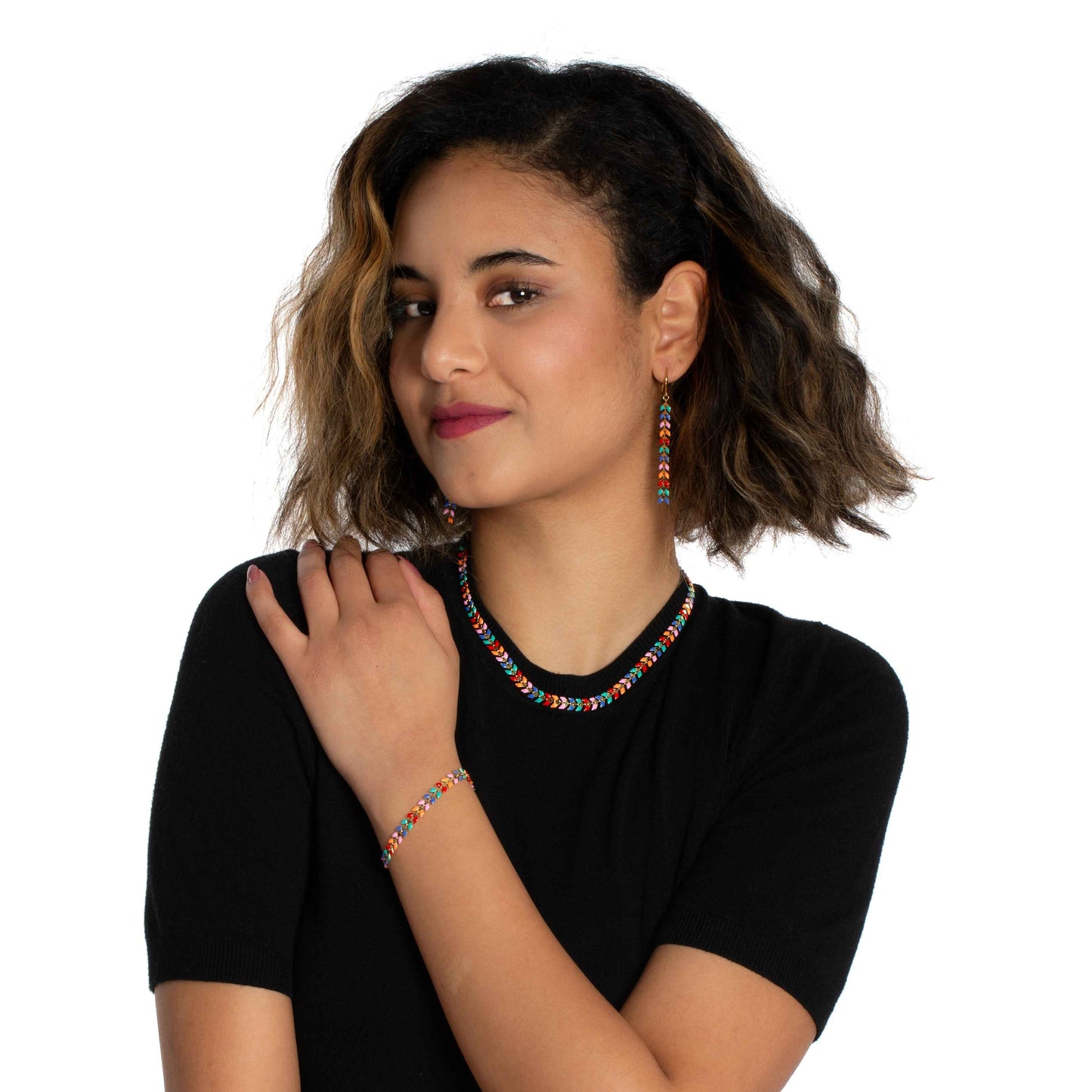 Multicolour Enamel Leaf Necklace