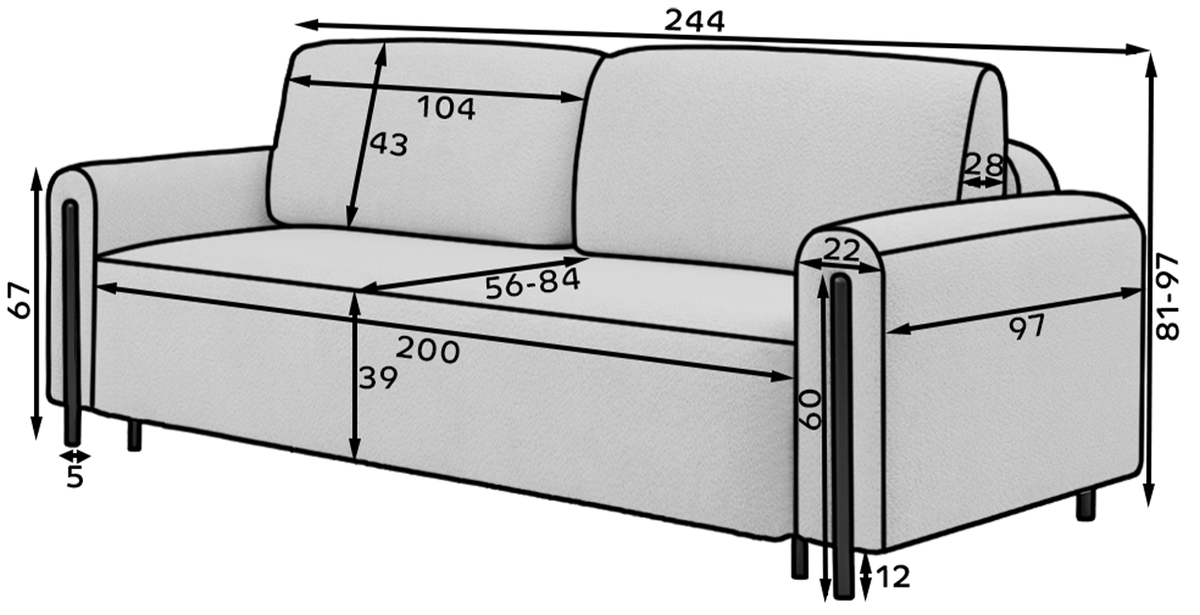 Arcadova 3 Seater Storage Sleeper Sofa - Rust Brown