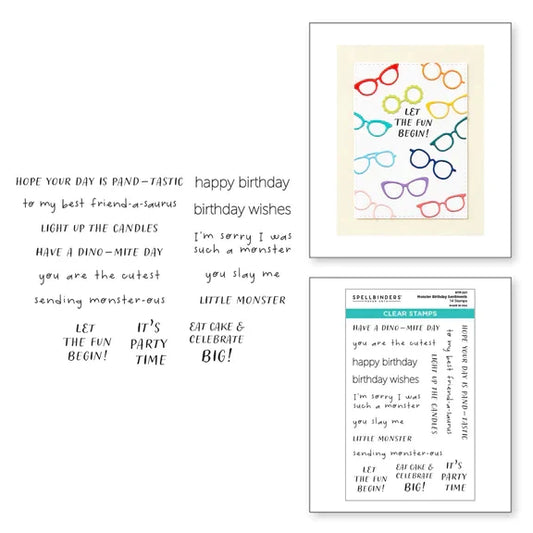 Monster Birthday Sentiments Clear Stamp Set from the Monster Birthday Collection