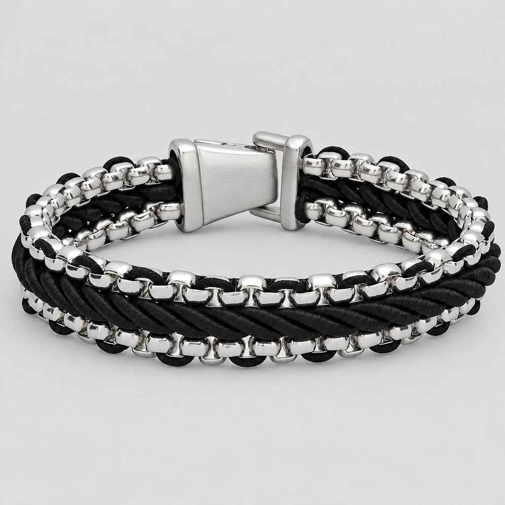 Steeltime Black Cord Twist Bracelet