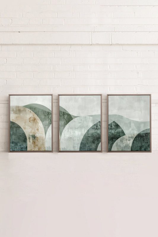 GREEN ELEGANCE TRIO (3 Oeuvres sur toile étirée)
