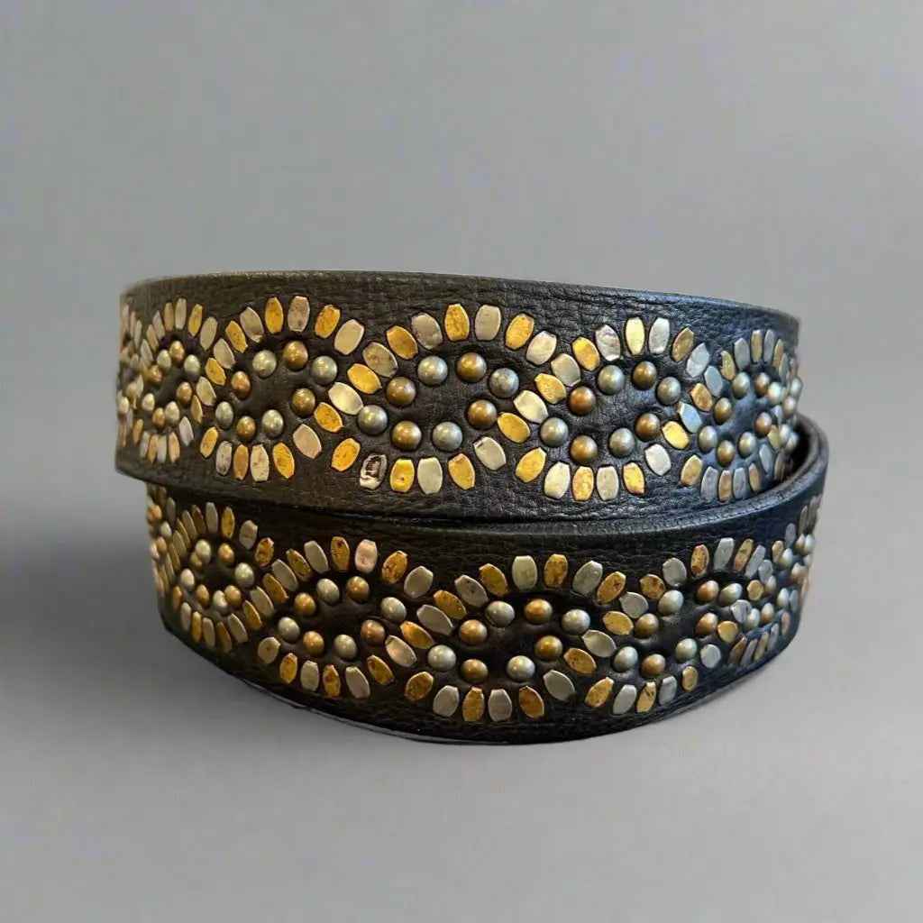 Women's Full Grain Leather Belt with Studs