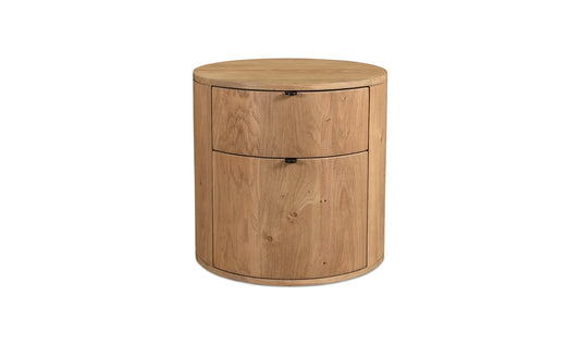 Colin Two-Drawer Nightstand in Natural Wood