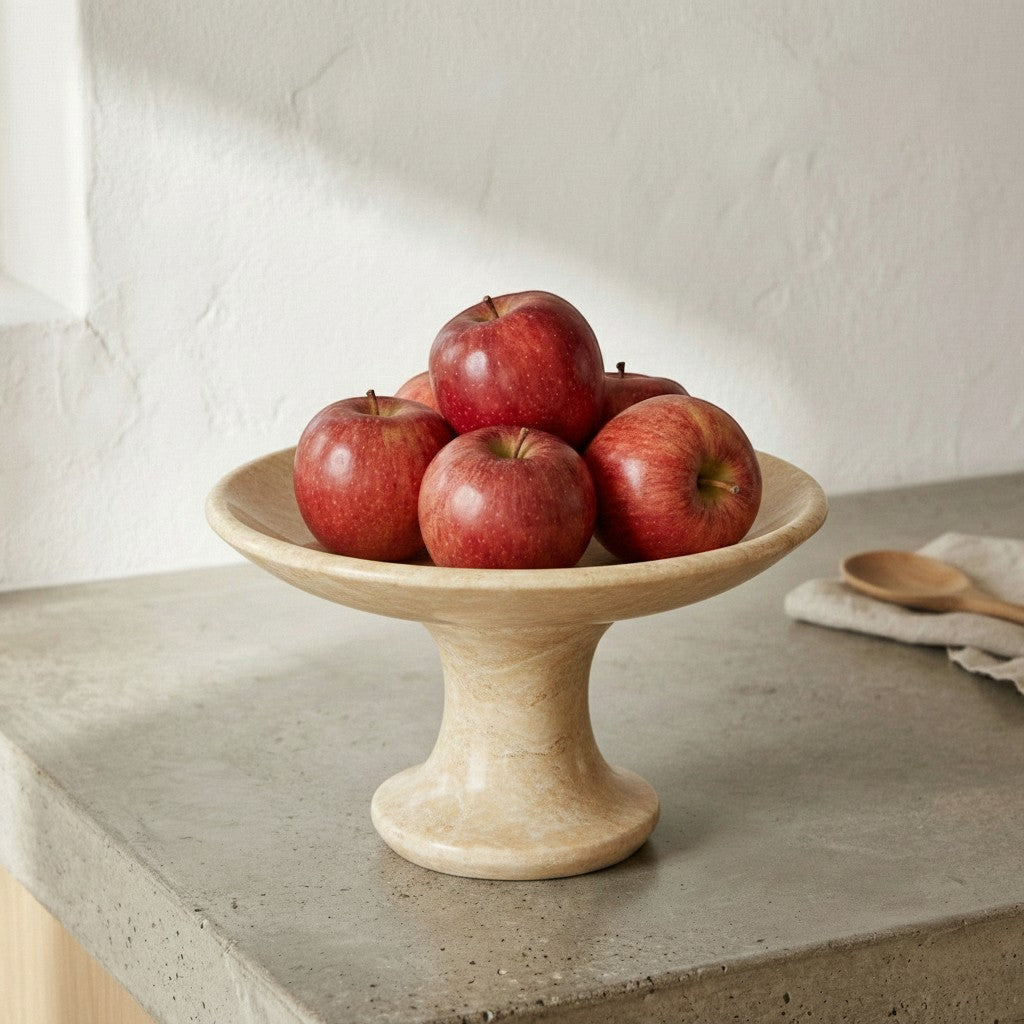 Plateau de service en marbre sur pied - Noir anthracite