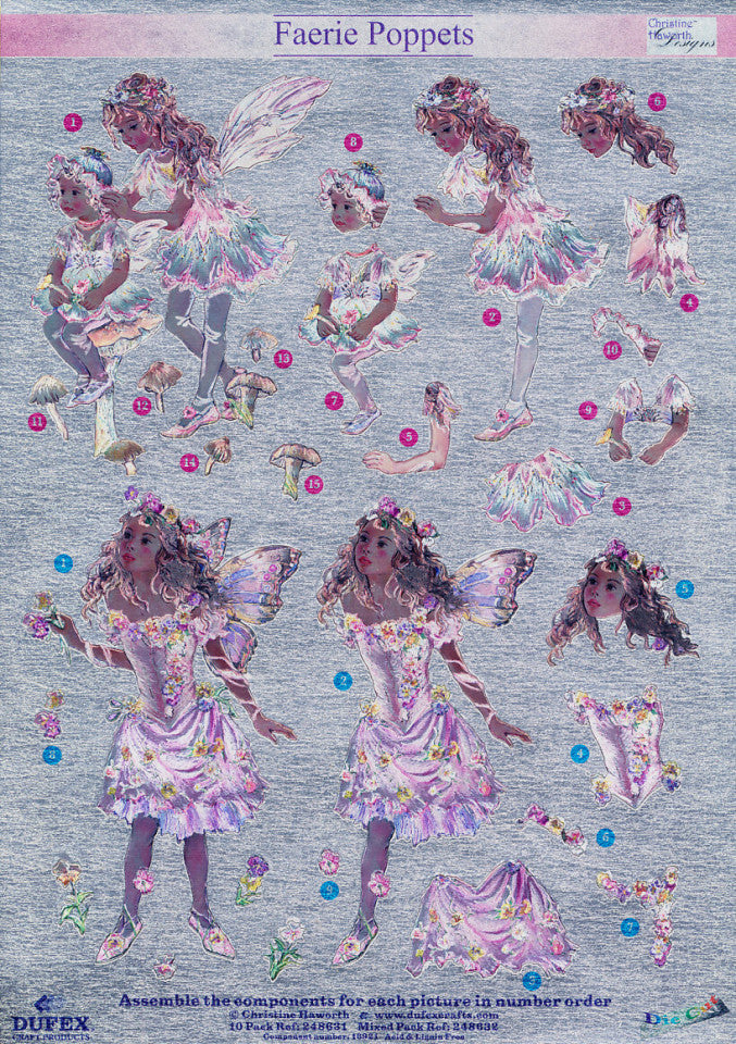 Faerie Poppets Metallic Die Cut-Little Girl on Mushroom