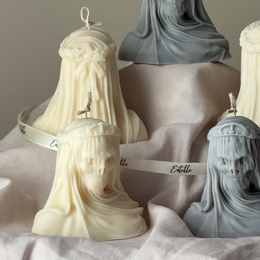 手作りハロウィン ベールレディー スカルキャンドル:不気味なソイワックス製ホームデコ