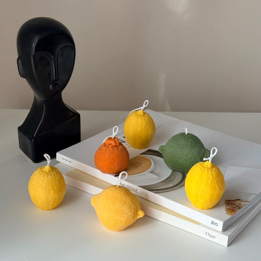 Zitronenförmige Sojawachskerze: Vegane, minimalistische Deko