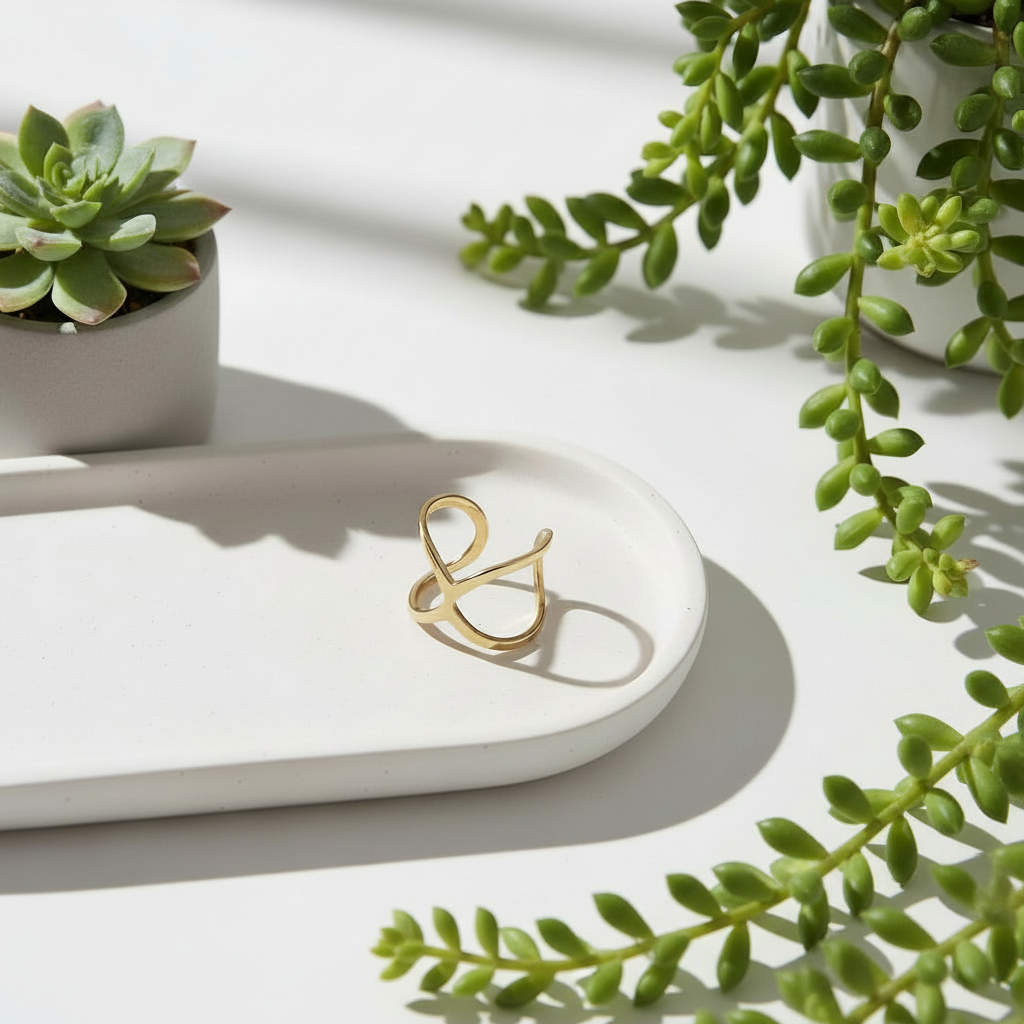 Open X Ring - Gold Stainless Steel