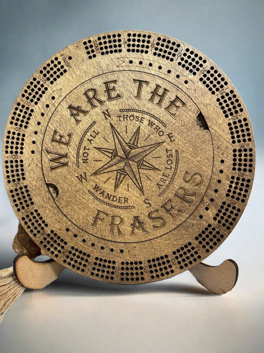 Customized Round Cribbage Board,10.75 in.,4 Player Board