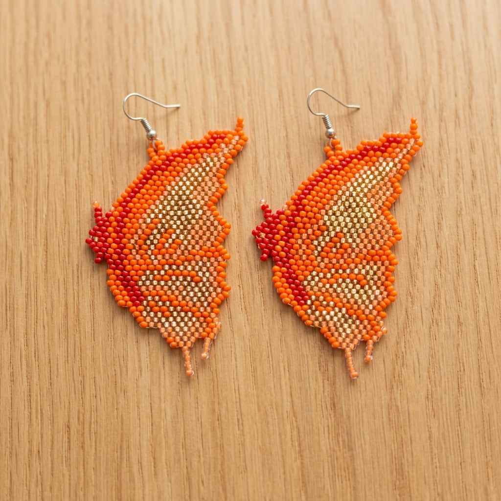 Flame Feather Beaded Earrings