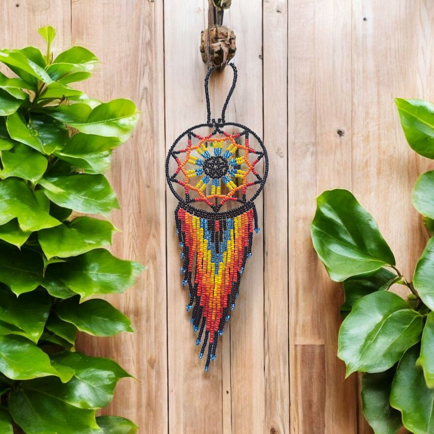 Black and yellow red ,Celestial Beaded Handmade Dreamcatcher