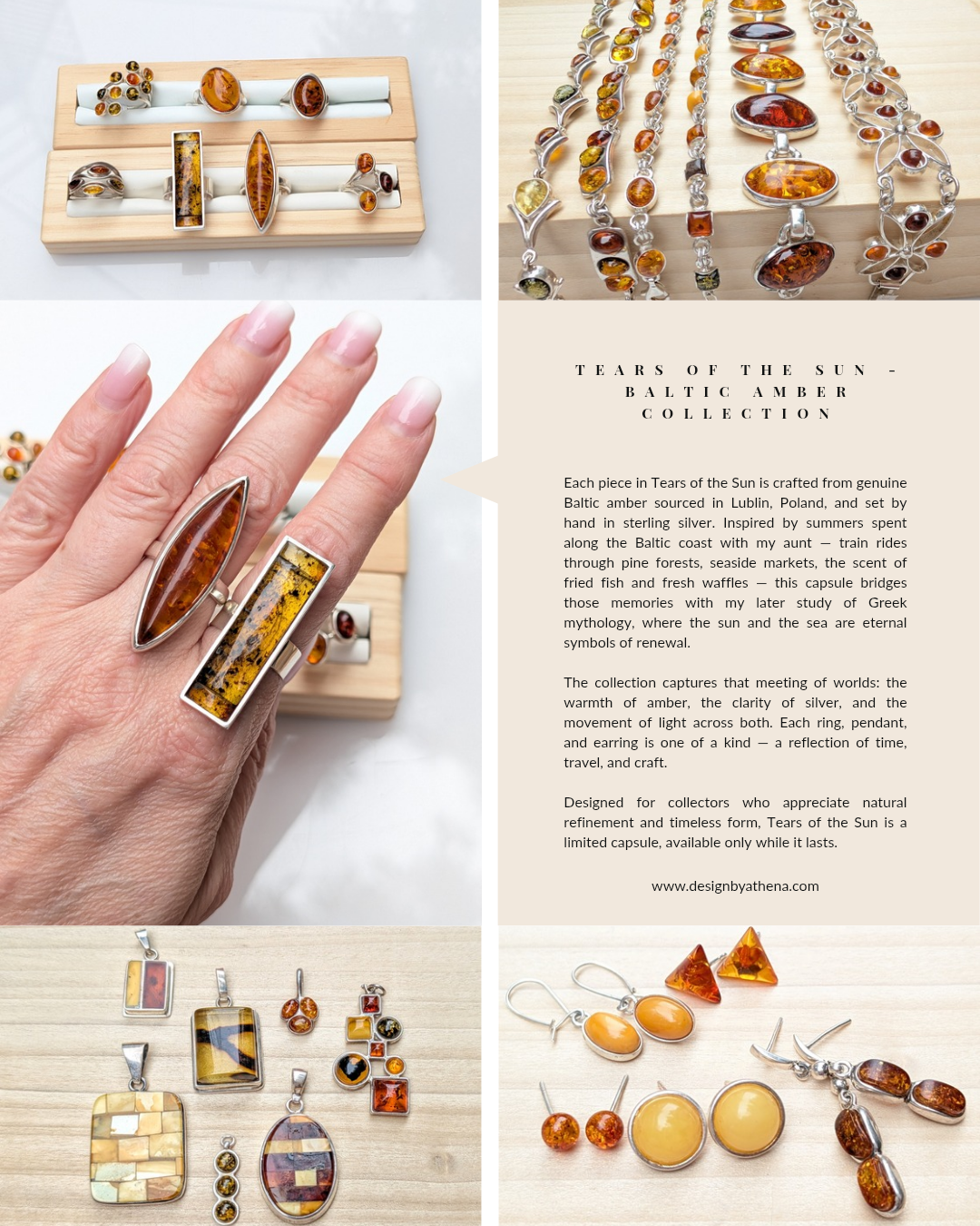 Forest Light Ring | Silver Baltic Amber Ring | Tears of the Sun Collection