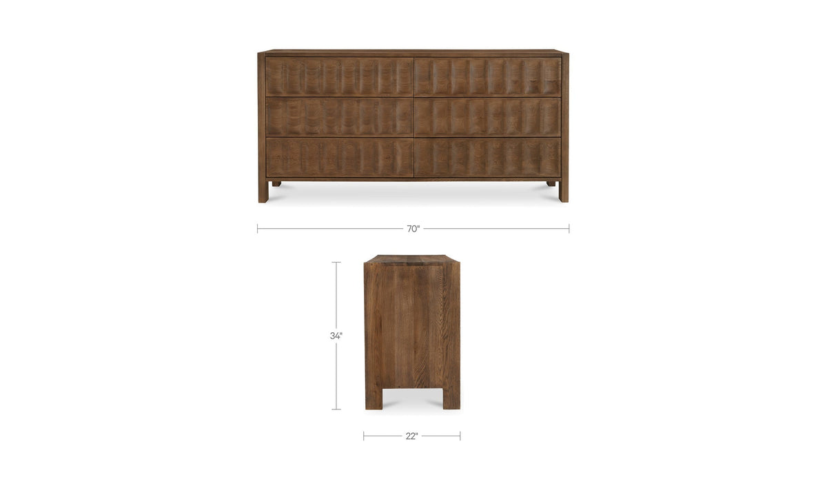 Ronan 6 Drawer Dresser Brown