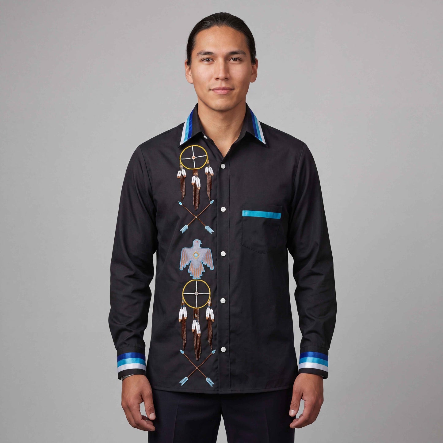 Embroidered Ribbon Shirt (Eagle)